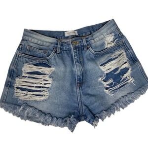 Just USA Distressed High Rise Jean Shorts, SZ M‎